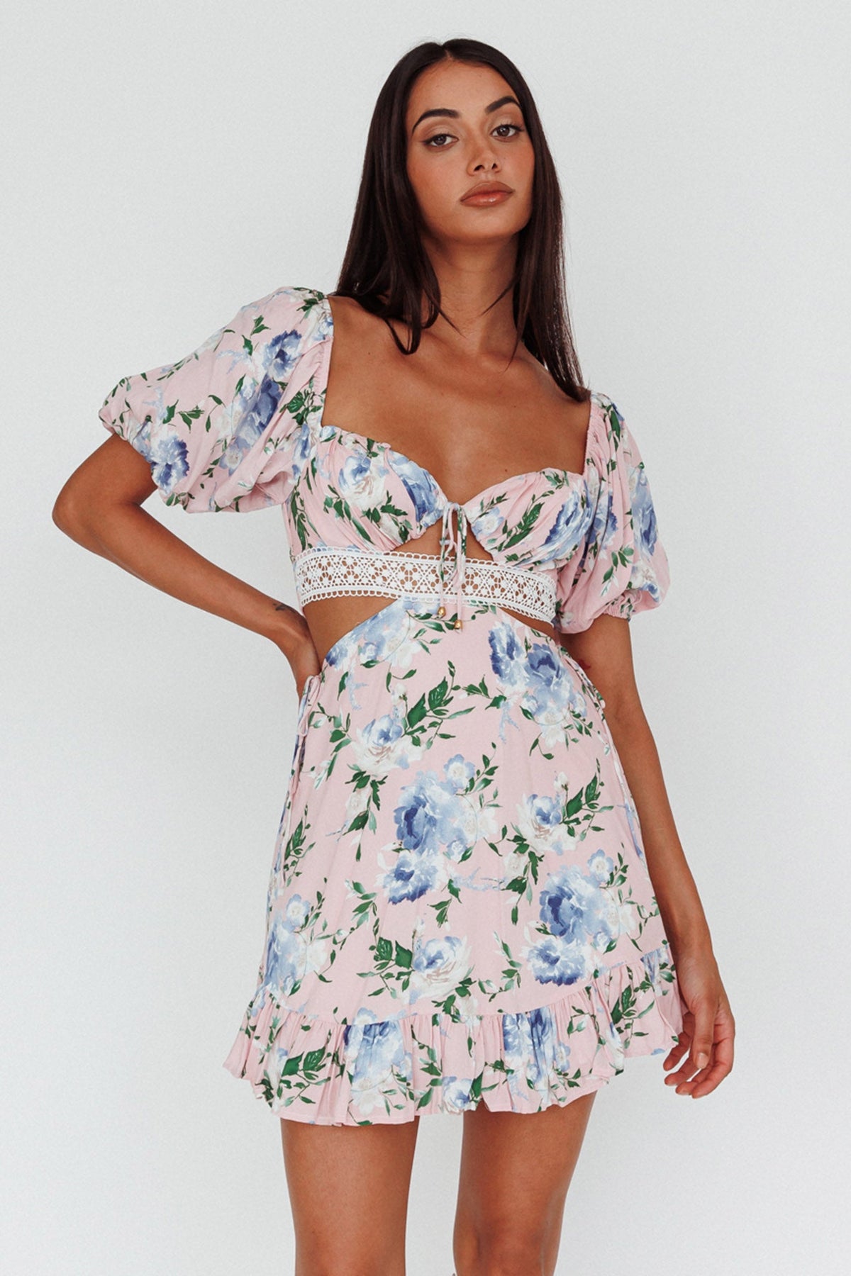 Sweet Romance Cut-Out Mini Dress Pink
