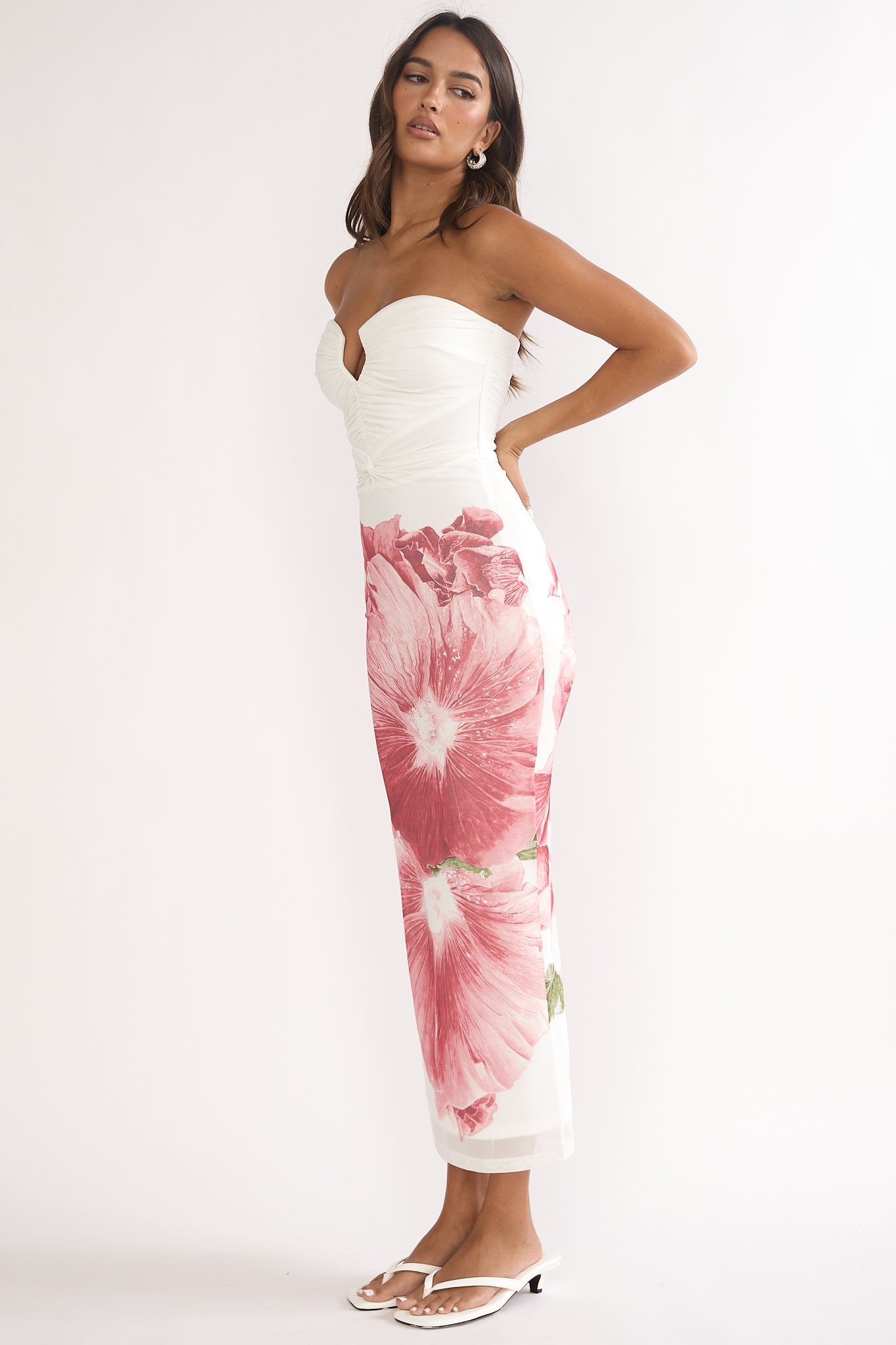 Lahita Strapless Midi Dress Hibiscus Fuchsia