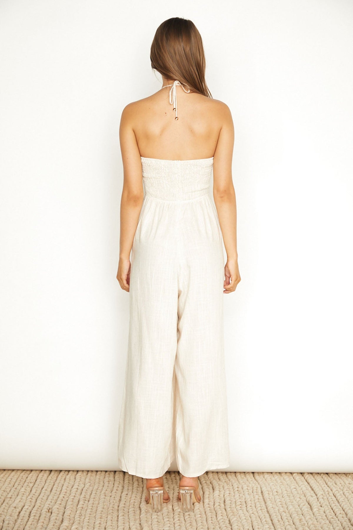 Maravilhosa Keyhole Halter Jumpsuit Oatmeal