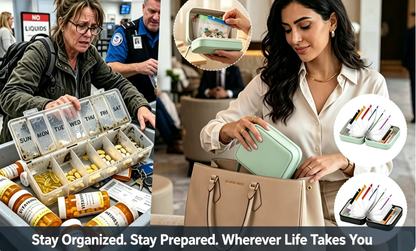 Premium Waterproof Travel Organizer | No More Messy Vitamins & Essentials, Fully Organized On The Go