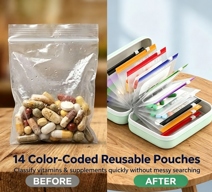 Premium Waterproof Travel Organizer | No More Messy Vitamins & Essentials, Fully Organized On The Go