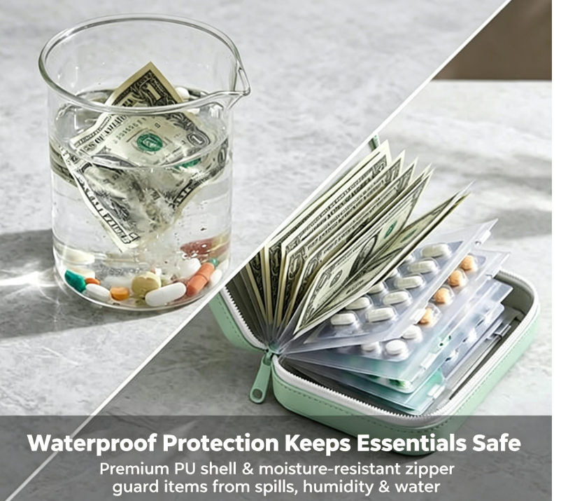 Premium Waterproof Travel Organizer | No More Messy Vitamins & Essentials, Fully Organized On The Go