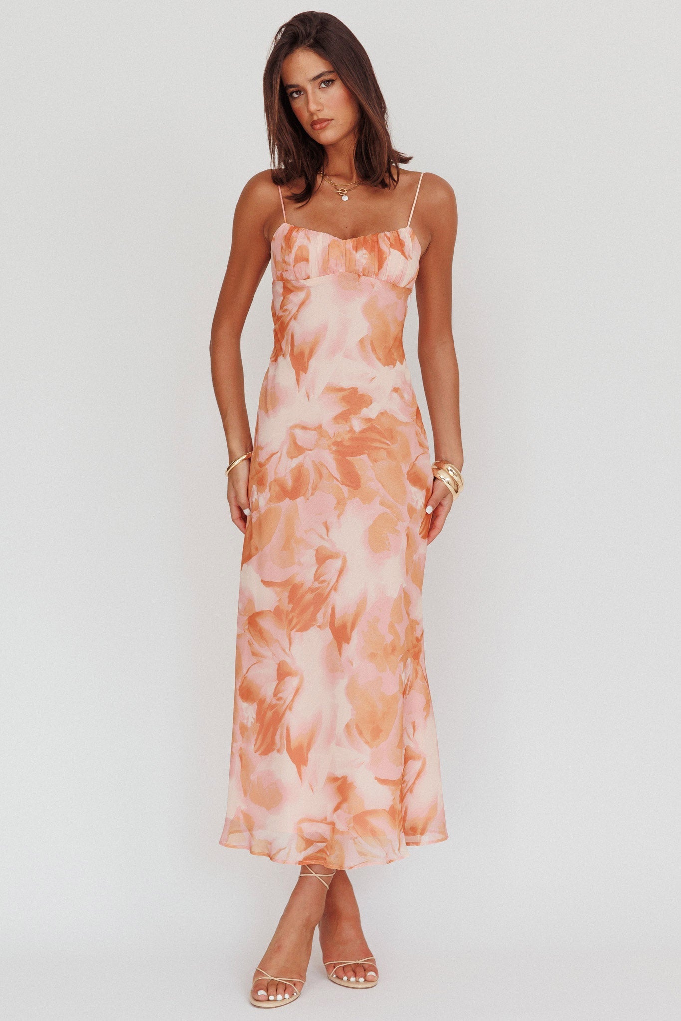 Nerida Low Back Twist Maxi Dress Orange
