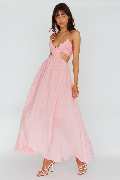 Tenyl Open Back Strappy Midi Dress Blush
