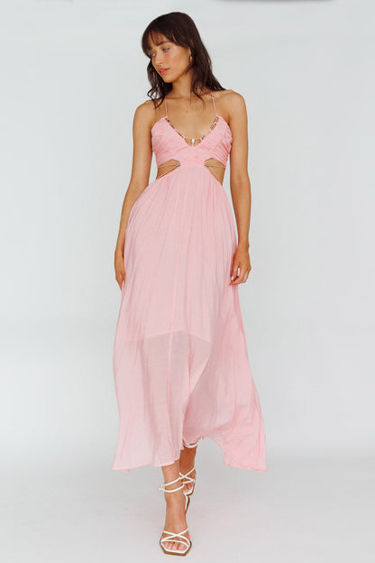Tenyl Open Back Strappy Midi Dress Blush