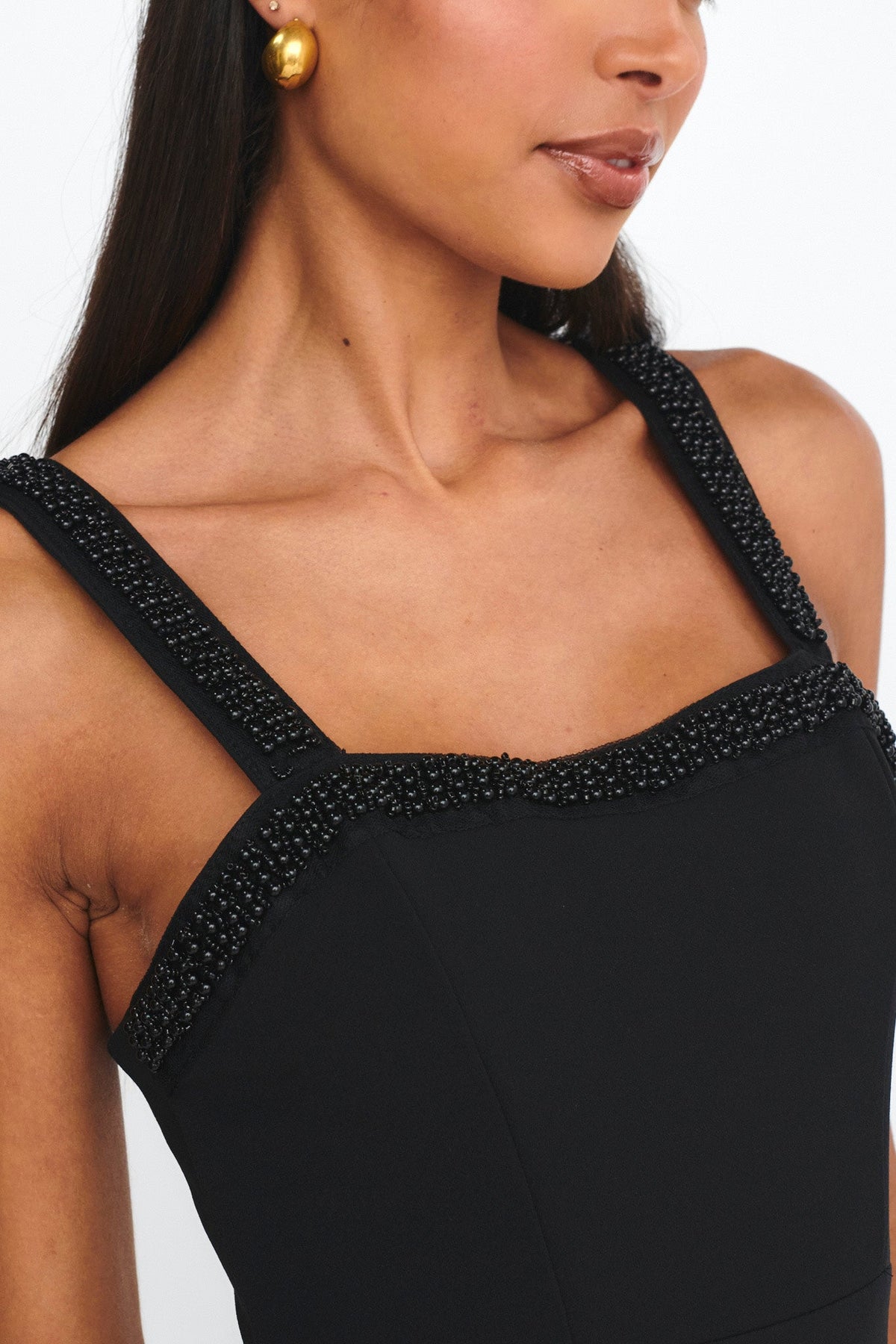 Emina Bead Trim Maxi Dress Black