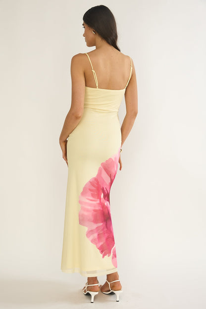 Orabella Waterdrop Wire Bust Maxi Dress Floral Butter