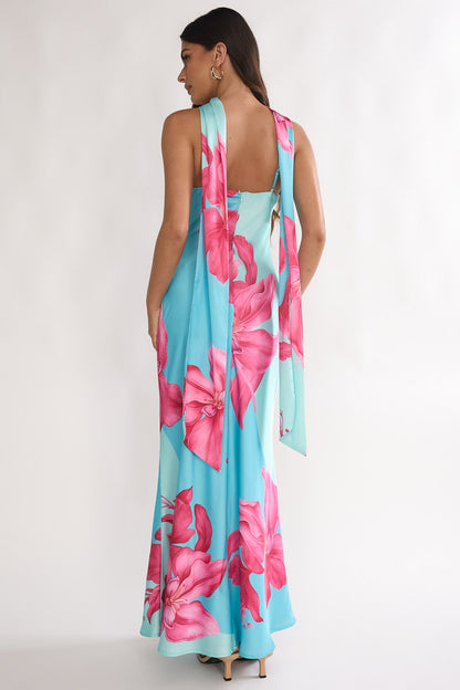 Risha Scarf Maxi Dress Lily Hot Pink