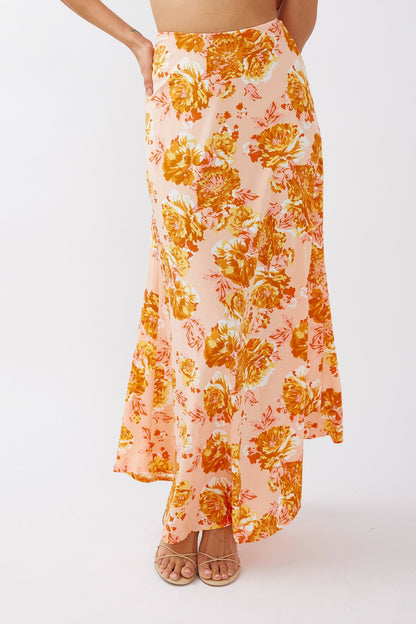 Gabbi Maxi Skirt Floral Print Orange