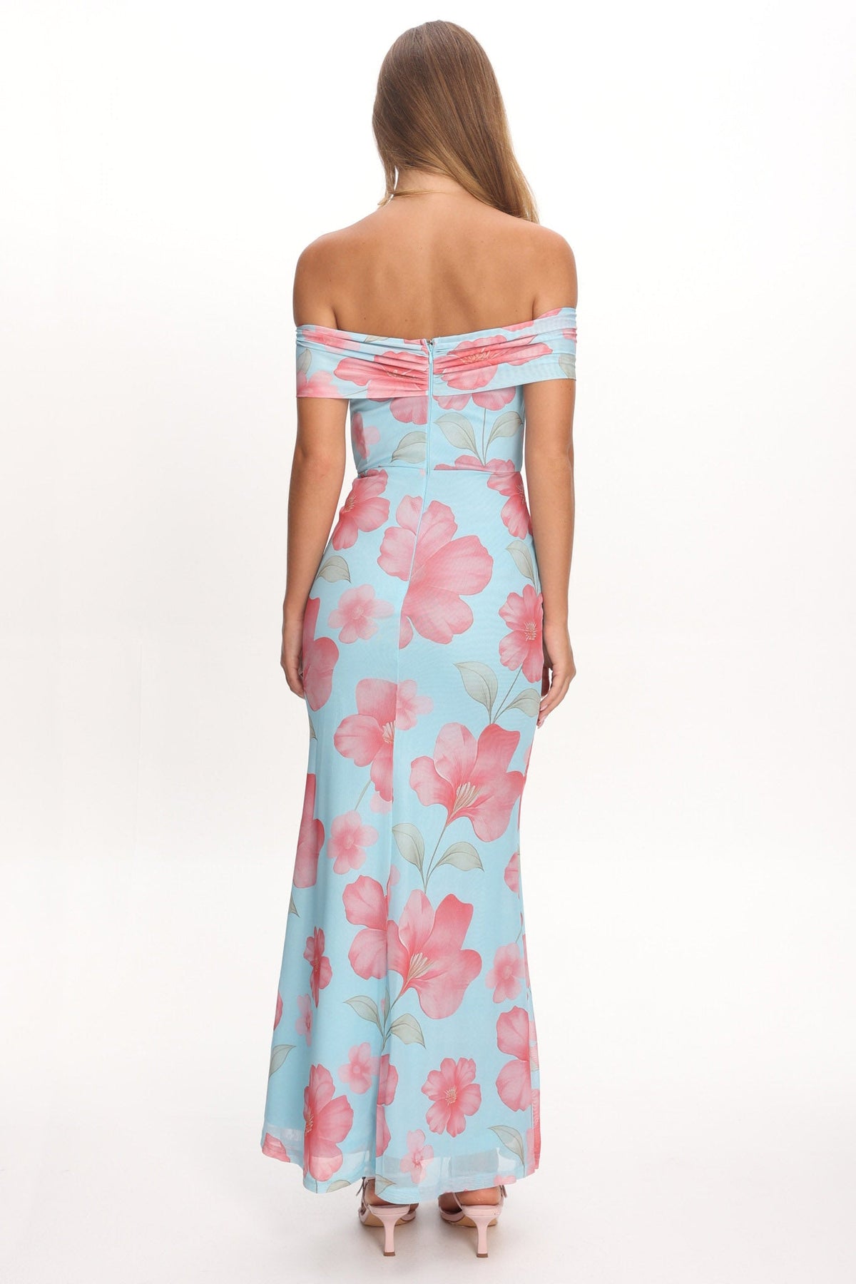 Tilda Off-Shoulder Maxi Dress Floral Blue