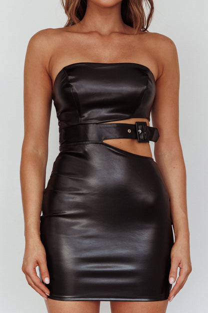 Jett Buckle Waist Mini Dress Black