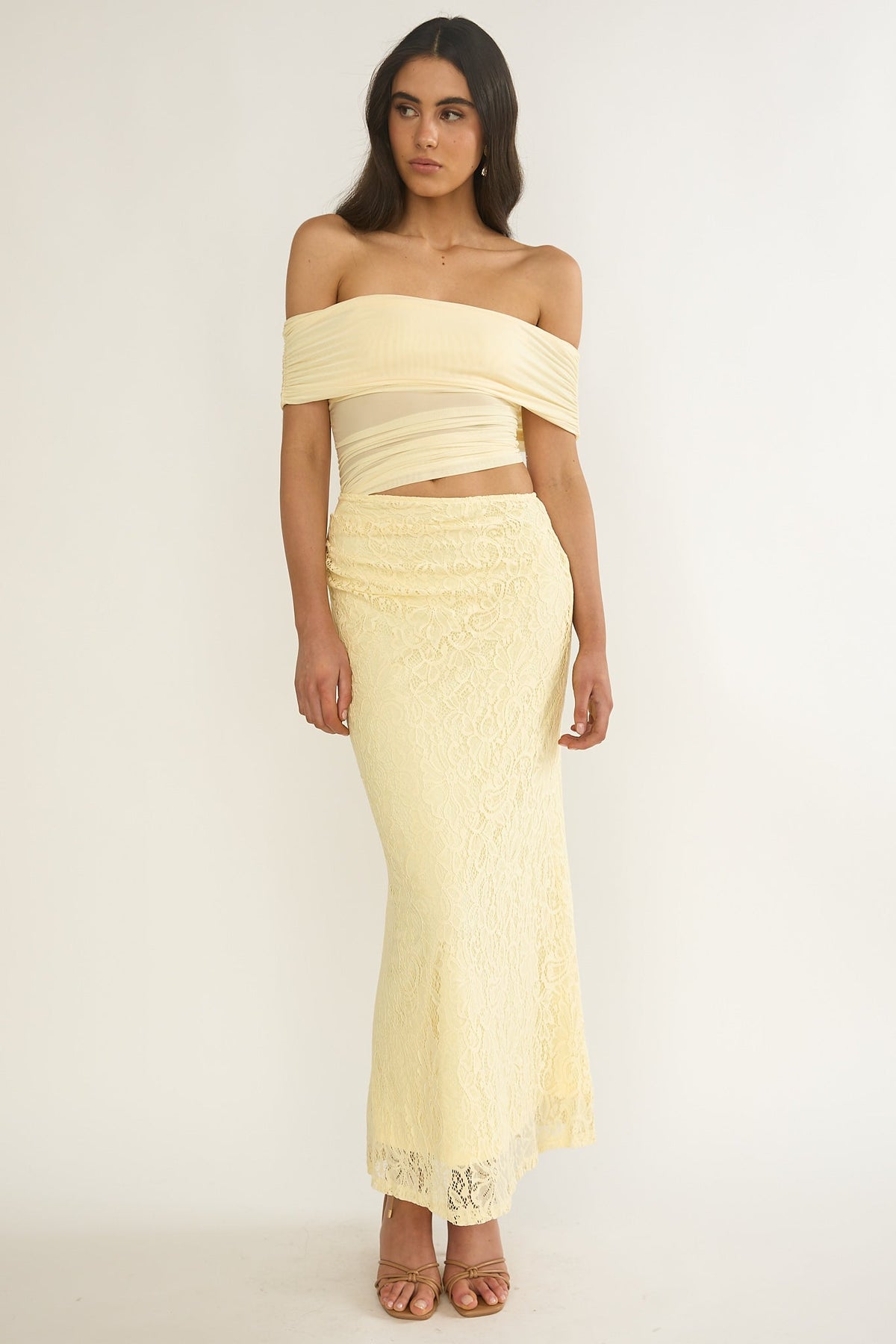 Lorely Off-Shoulder Lace Maxi Dress Butter
