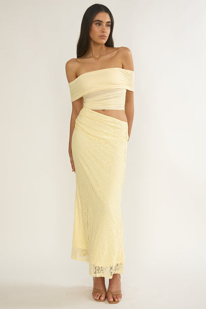 Lorely Off-Shoulder Lace Maxi Dress Butter