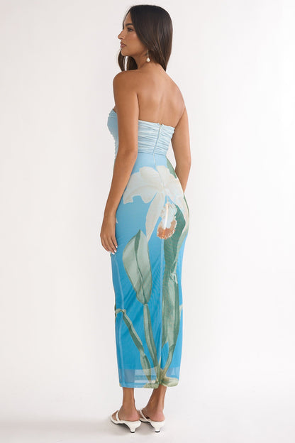 Lahita Strapless Midi Dress Orchid Blue