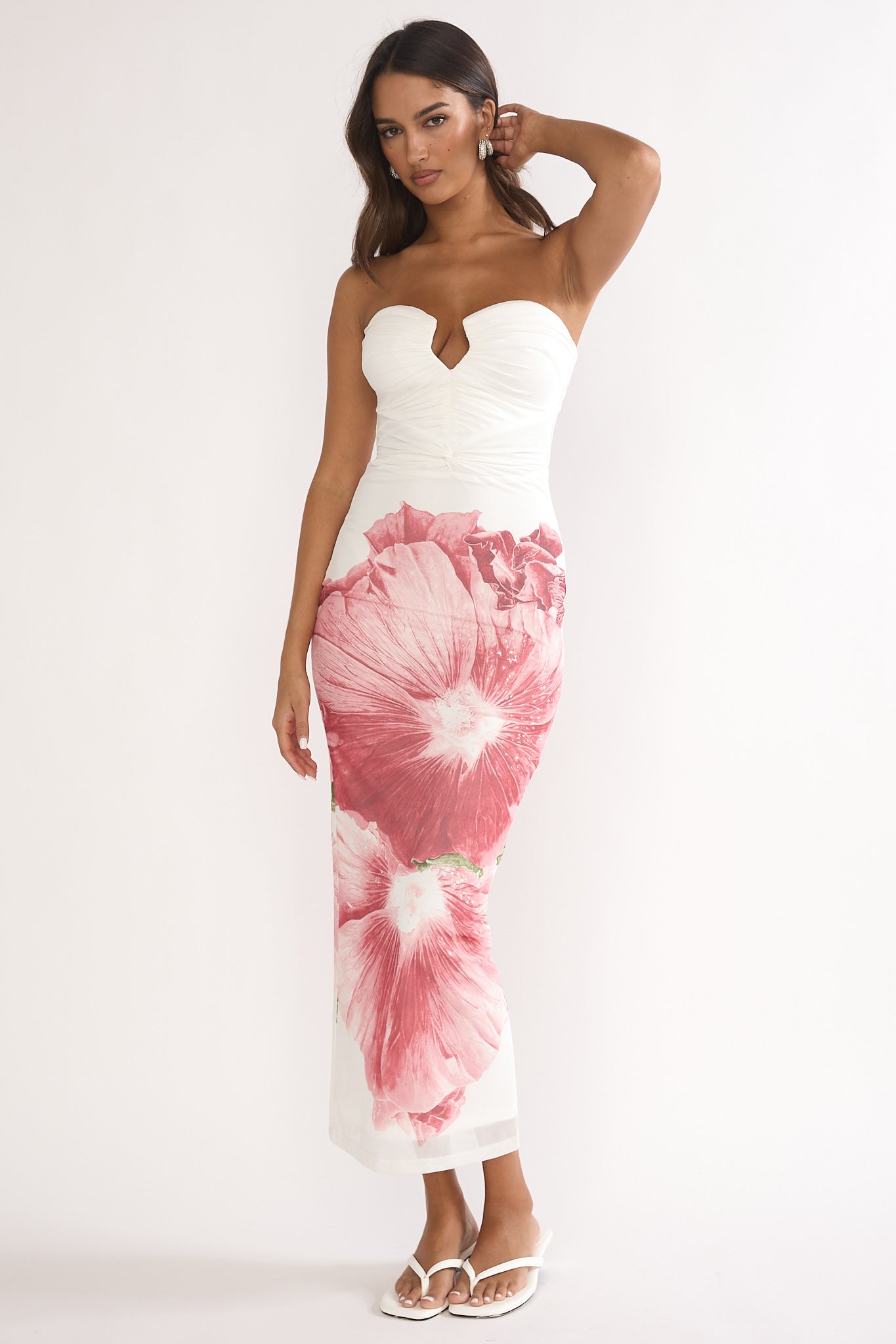 Lahita Strapless Midi Dress Hibiscus Fuchsia