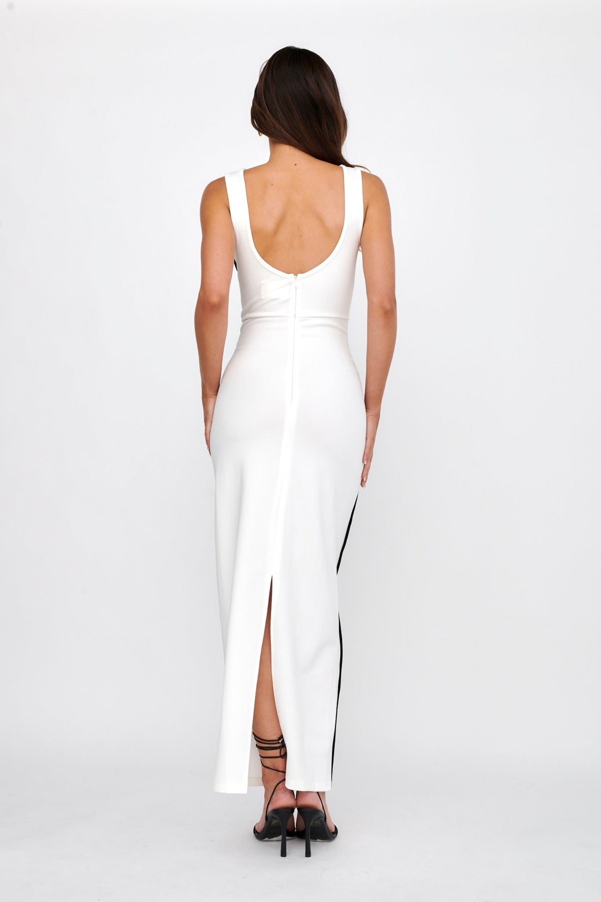 Shenae Piping Trim Maxi Dress White