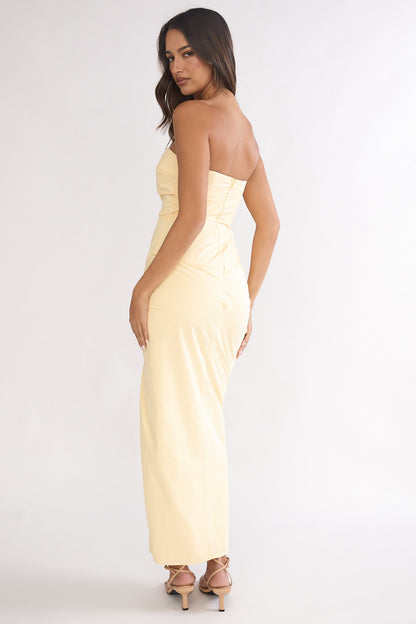 Paradisa Strapless Ruched Maxi Dress Banana