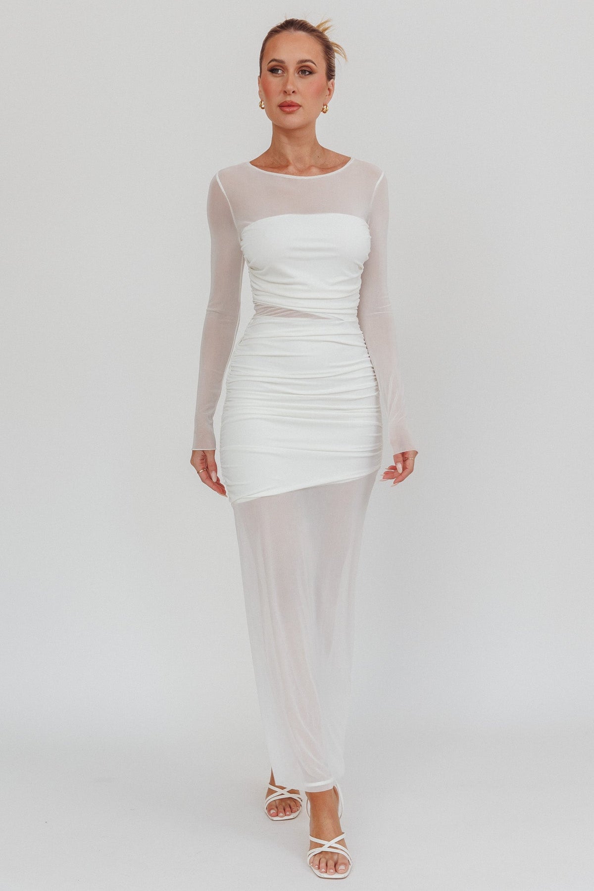 Harpa Mesh Maxi Dress White