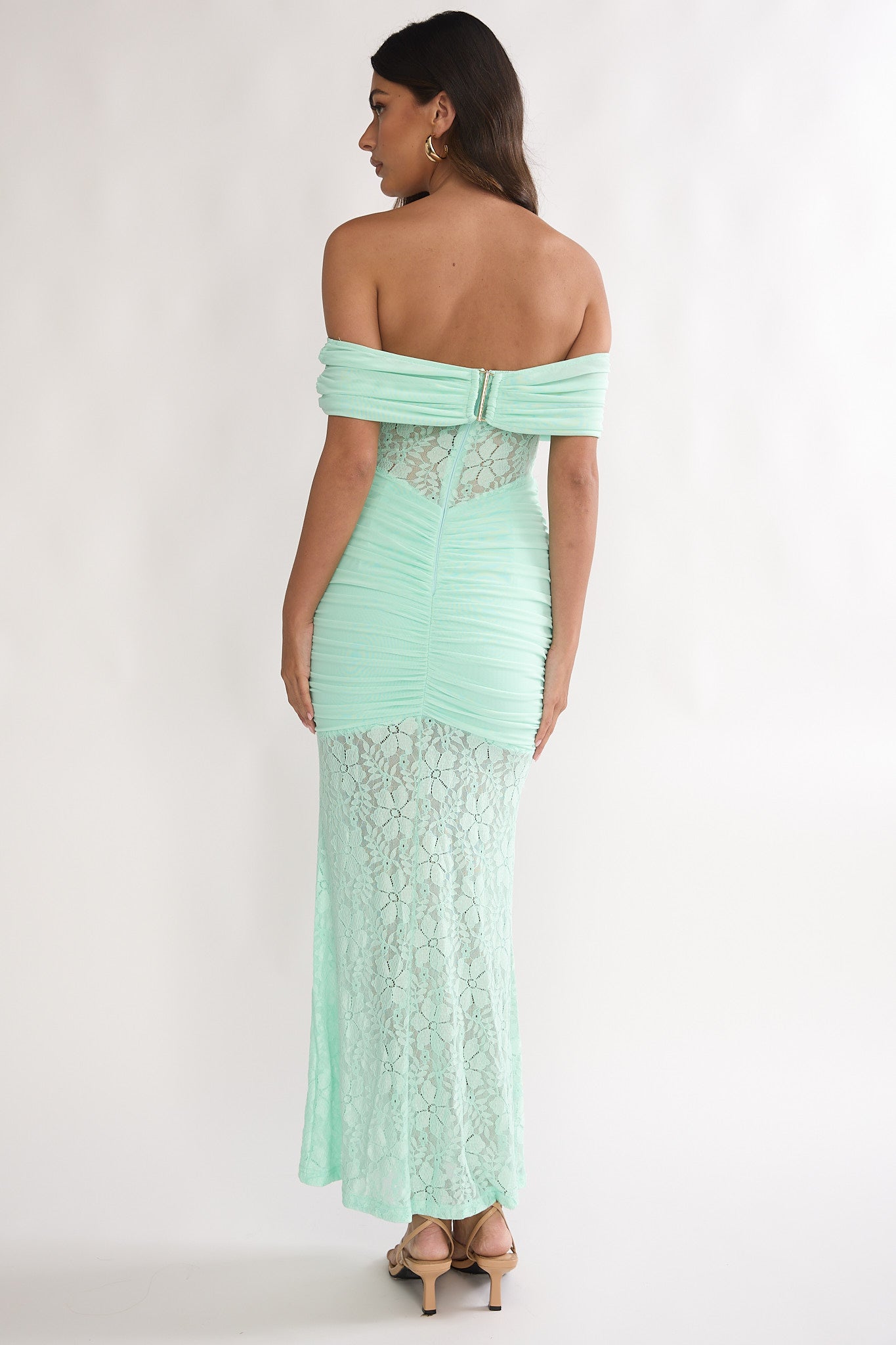 Silver Moon Off-Shoulder Maxi Dress Floral Mint