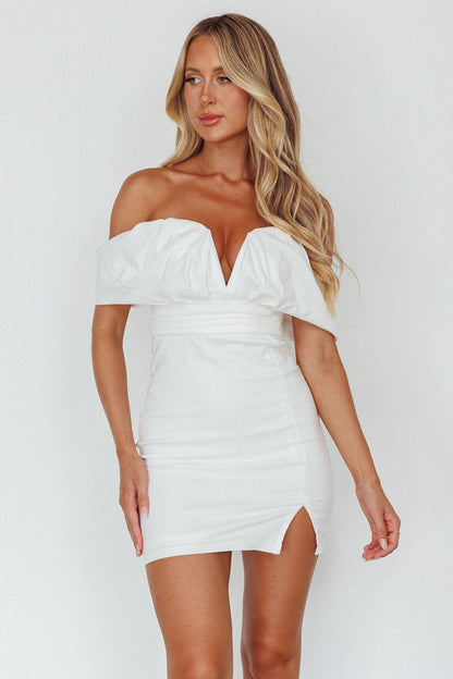 Oui Madame Off Shoulder Mini Dress Off White