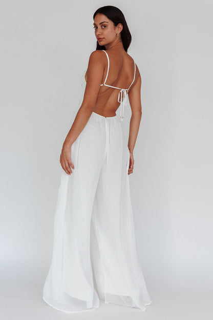 Janicca Ruched Bodice Jumpsuit Off White