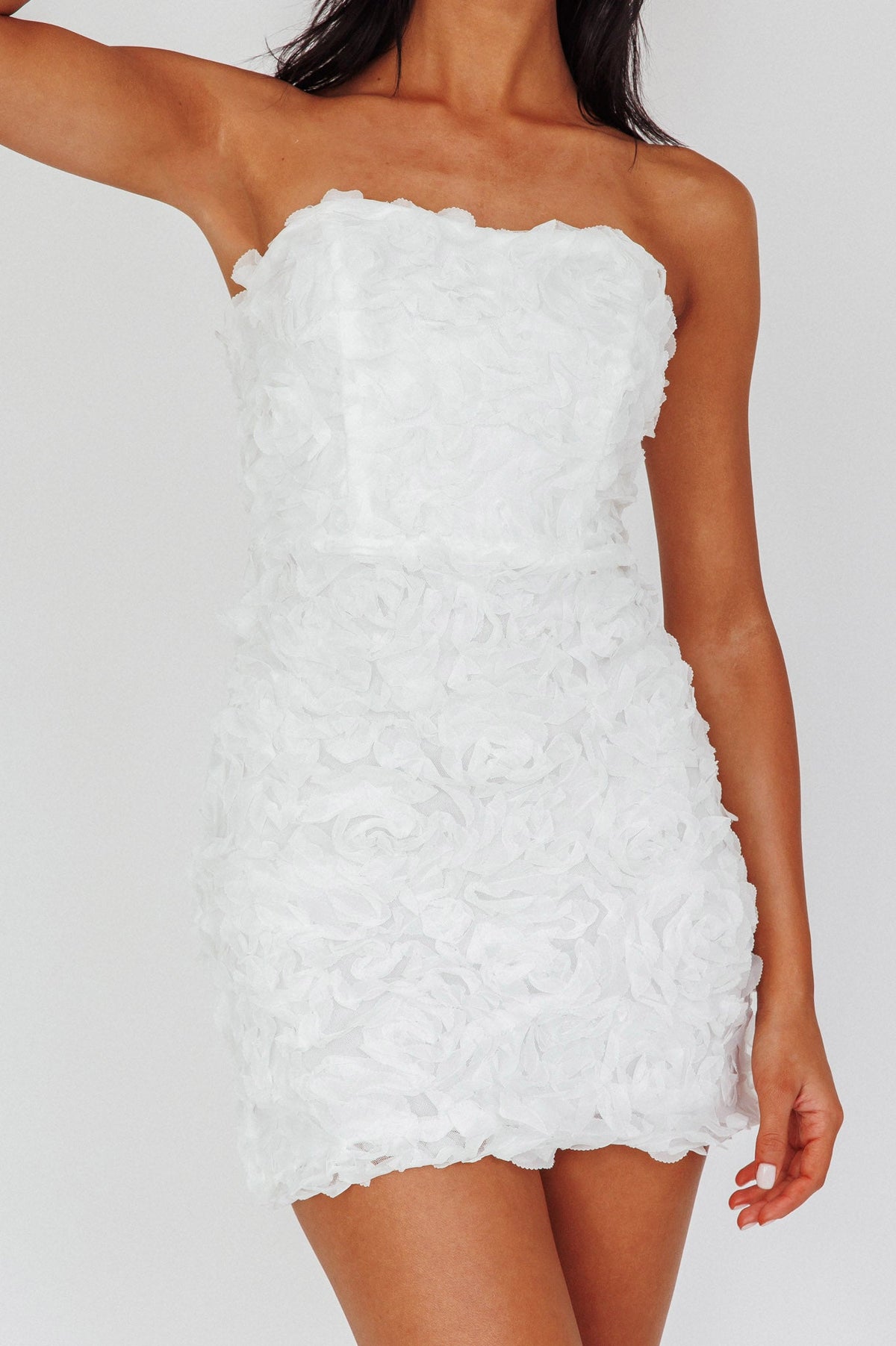 Charmer Floral Embellished Mini Dress Ivory