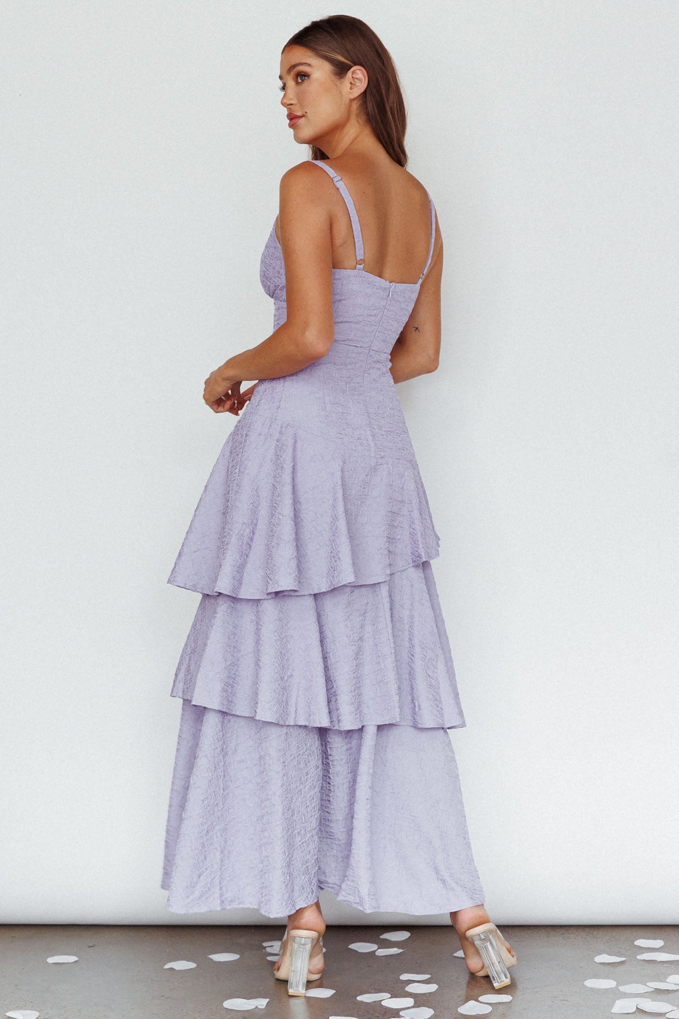New Vibes Layered Hem Maxi Dress Lilac