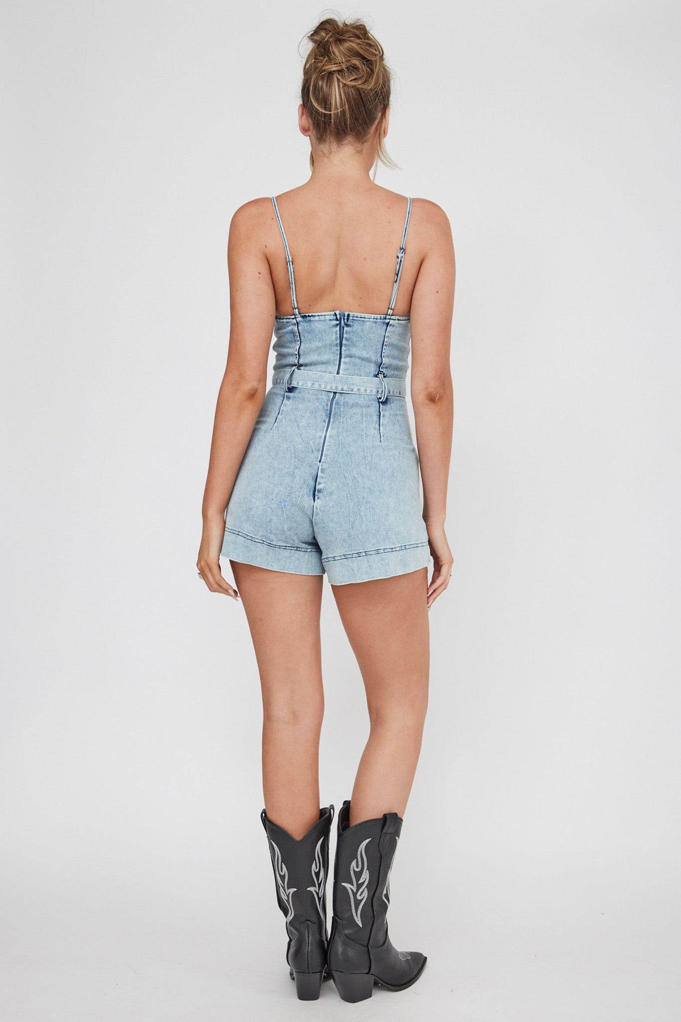 Laureen Pocket Romper Denim