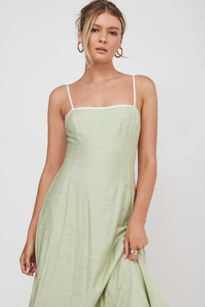 Noni Cami Strap Swing Midi Dress Pistachio