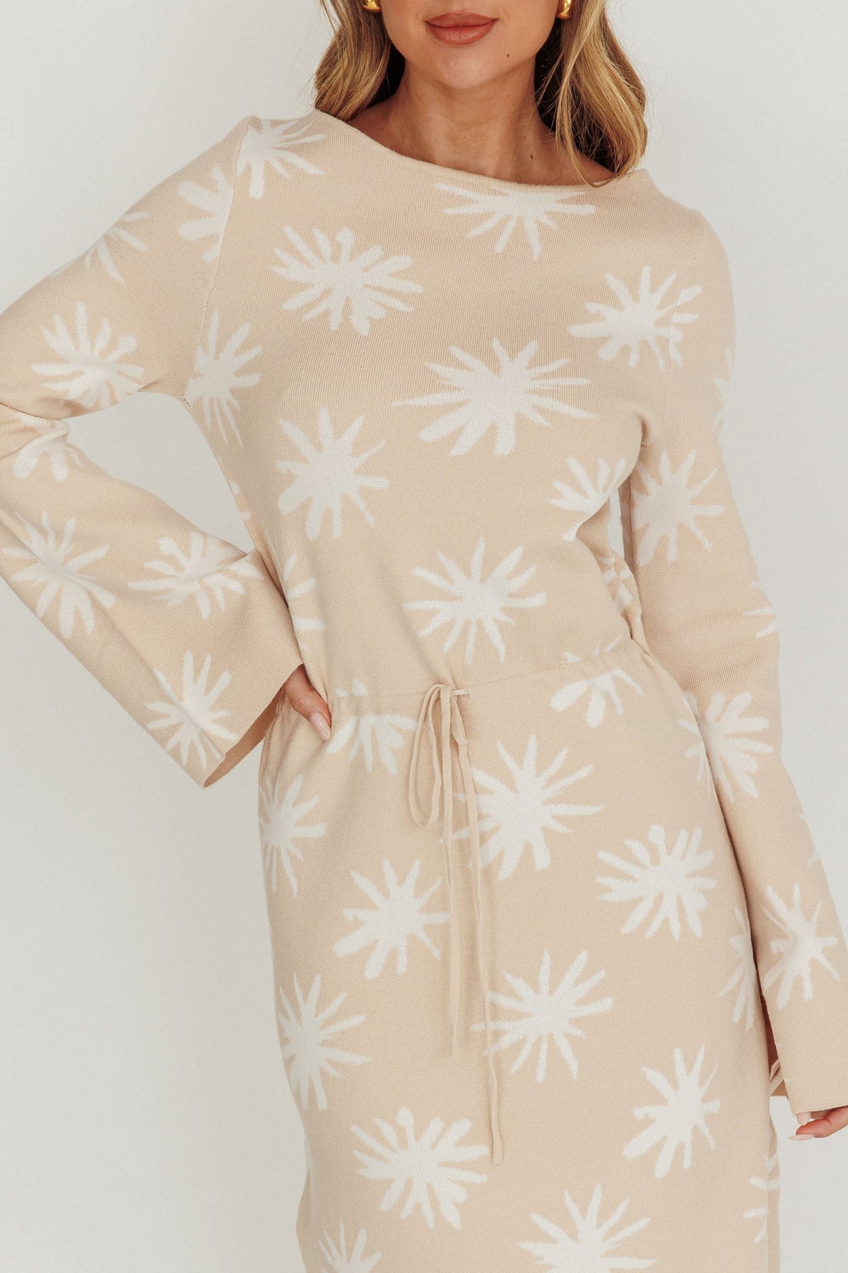 Orleans Star Print Knit Maxi Dress Sand