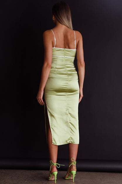 Laia Cut-Out Bodice Midi Dress Green