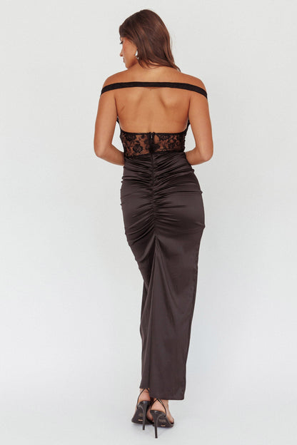 Tillie Lace Bodice Midi Dress Black