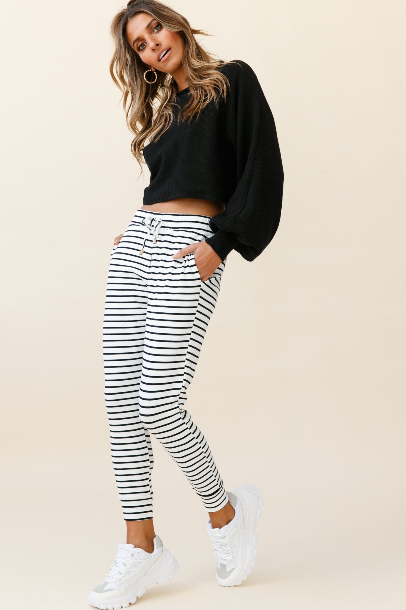 Jameson Pocket Jogger Pants Striped Black